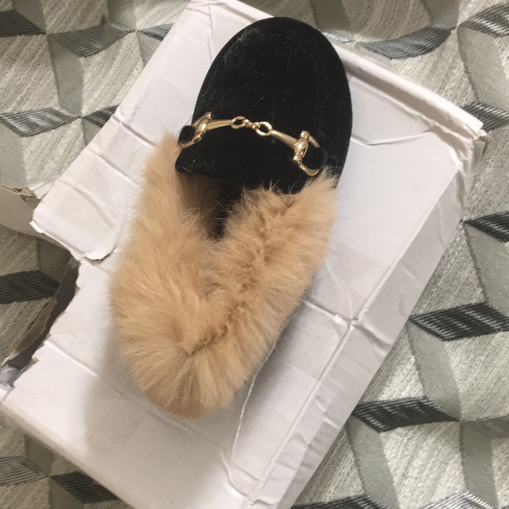 Adorable velour and fur kids shoes